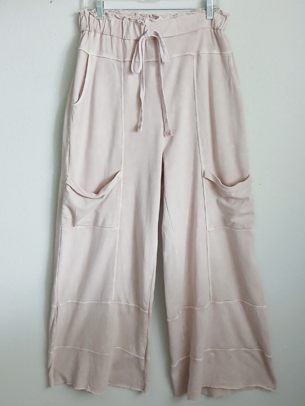 J.Her Tan Mineral Wash Wide Leg Pull On Pants Size Large Boho